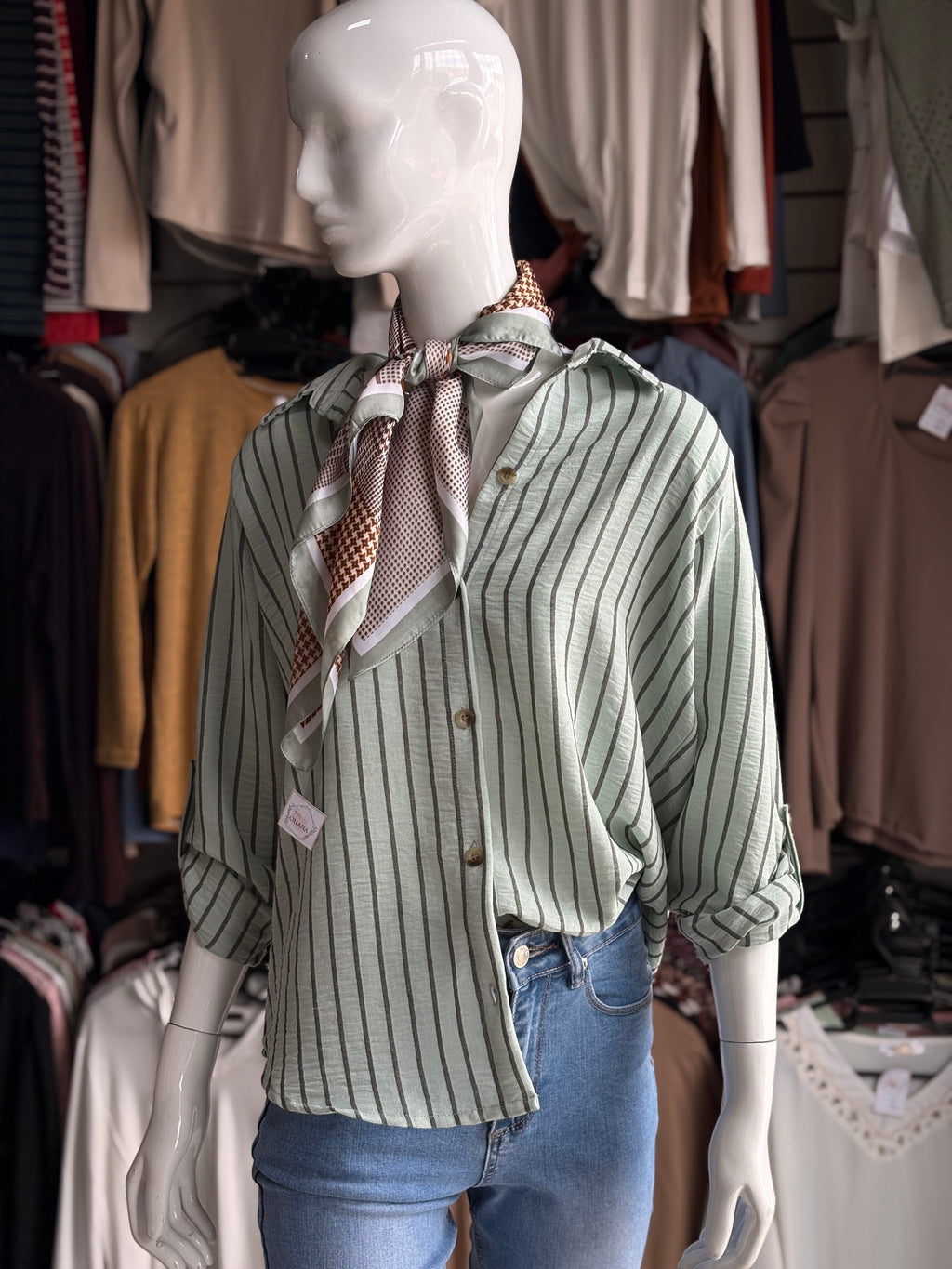 Camisa Rayas Menta