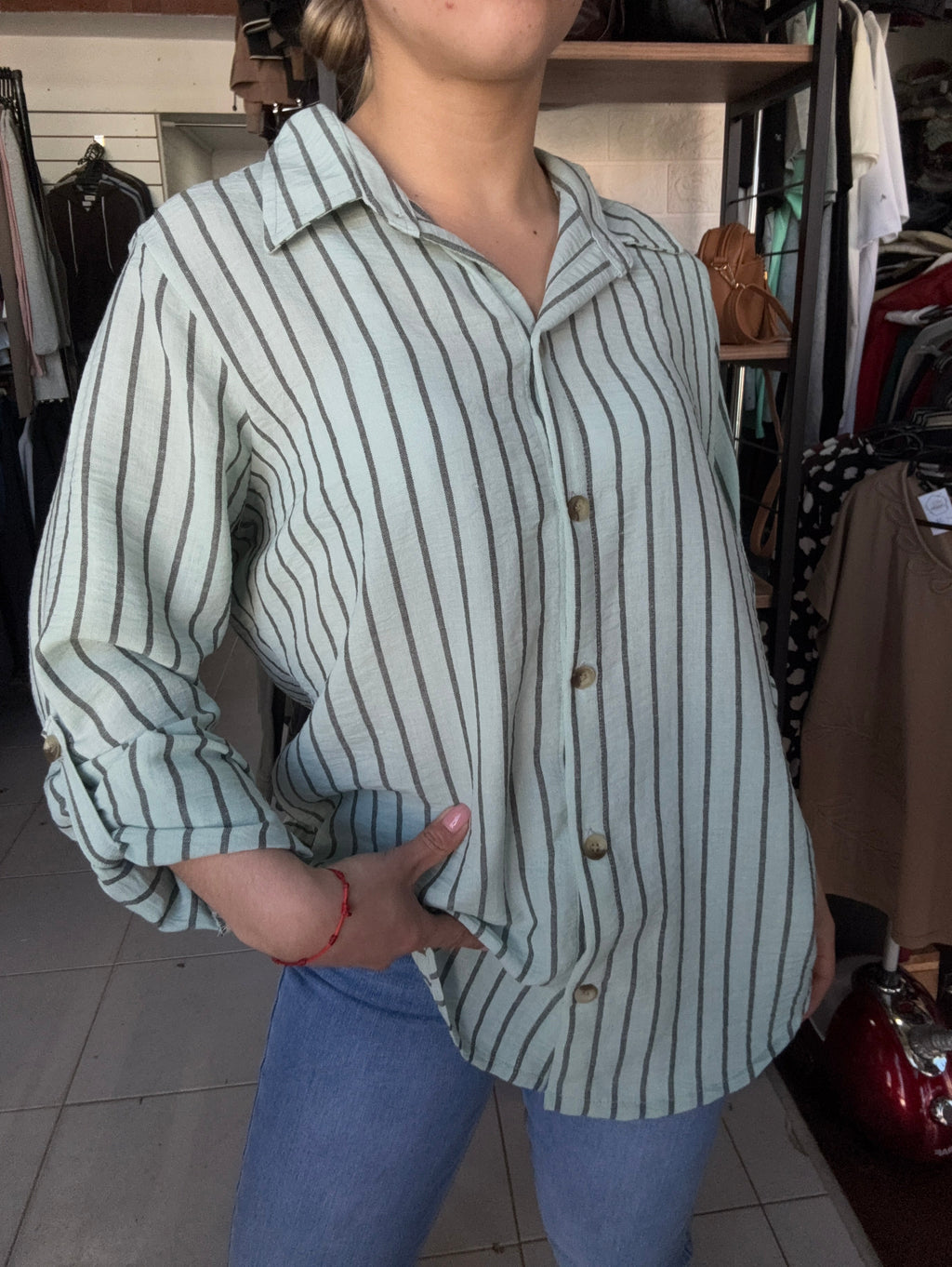 Camisa Rayas Menta