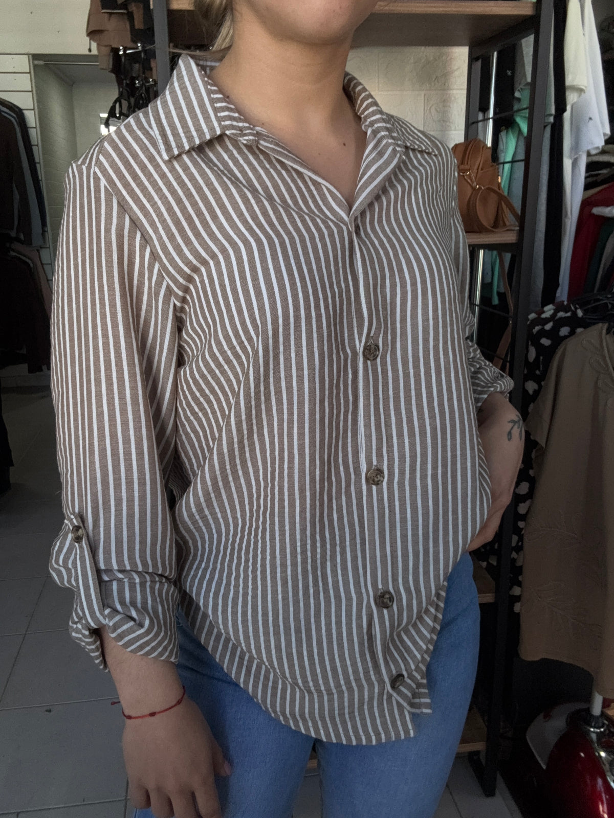 Camisa Rayas Marrón