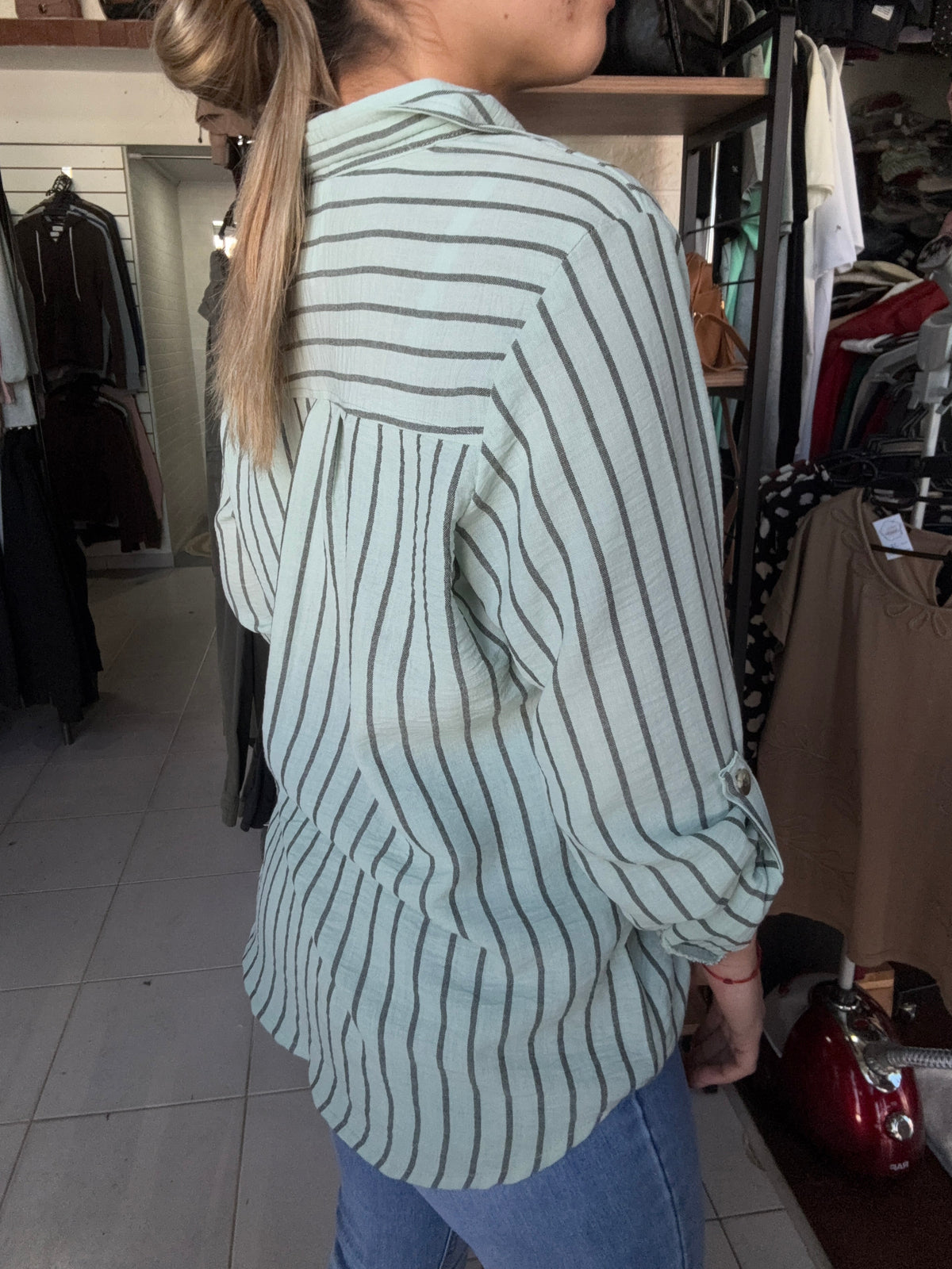 Camisa Rayas Menta